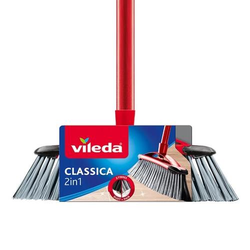 Matura cu maner Vileda Classica 2in1, 130 cm (Negru/Rosu)