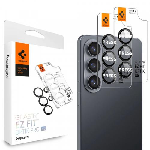 Folie de protectie Camera Spate Spigen GlastR EZ FIT Optik Pro HD pentru Samsung Galaxy S26 Plus S947, Sticla Securizata, Set 2 bucati, Neagra