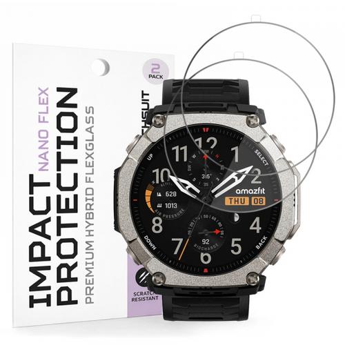 Folie de protectie Ecran Techsuit Nano Flex pentru Amazfit T-Rex Ultra 2, Plastic, Set 2 bucati, Neagra