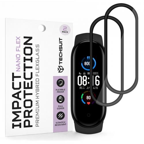 Folie Protectie Techsuit Nano Flex pentru Xiaomi Smart Band 6 / 5, Set 2 bucati, Plastic, Neagra