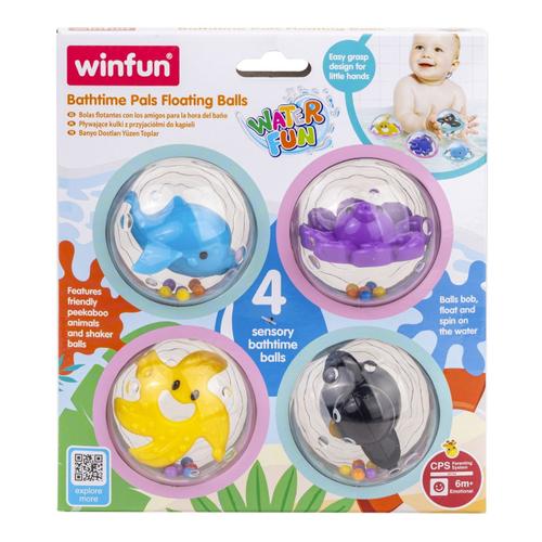 Set jucarii de baie Winfun, 4 bile senzoriale, 6-9 luni, transparent