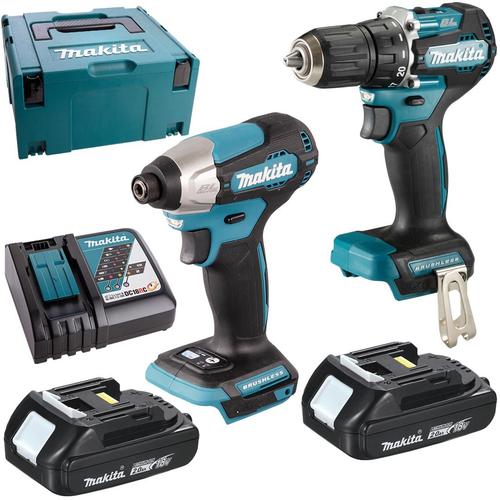 Set 2 unelte electrice cu acumulator 18V Makita DDF487, DTD157, 40Nm, 140Nm, 2x acumulator 2Ah, valiza MAKPAC