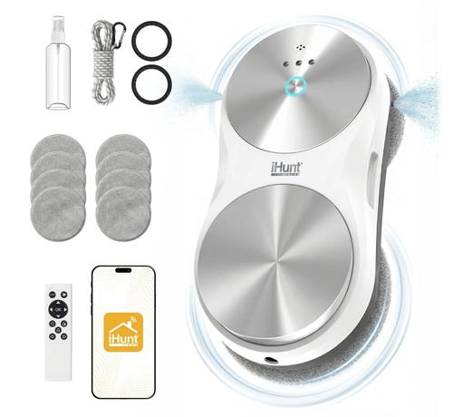 Robot curatare geamuri iHunt Smart Window Robot 6 Ultra, putere 6000PA, Rezervor Twin Spray 50ml, autonomie UPS 20 de minute  (Alb)