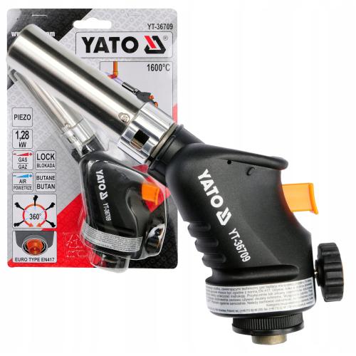 Pistol de lipit Yato YT-36709, 1,28kW, 1600°C, gaz butan, cu aprindere piezo, unghi de 360°