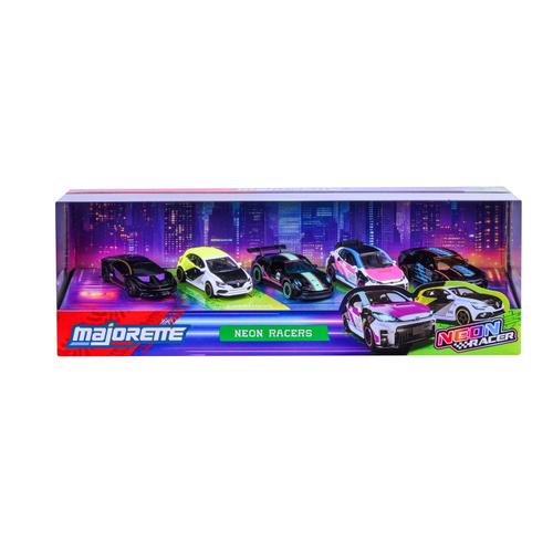 Set 5 masinute Majorette - Neon Racers, scara 1:64
