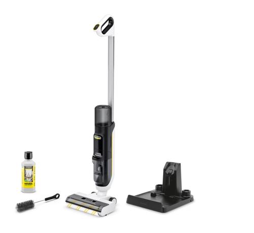 Aspirator vertical cu spalare Karcher FCV 3 Natural N, 160 W, Rezervor apa uzata 425 ml, Rezervor apa curata 800 ml, 21.6 V (Alb/Negru)