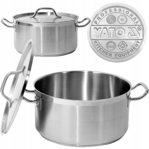 Oala joasa cu capac din otel inoxidabil Yato, 32x16cm, 12,9L, rezistenta la acizi, potrivita pentru toate tipurile de plite