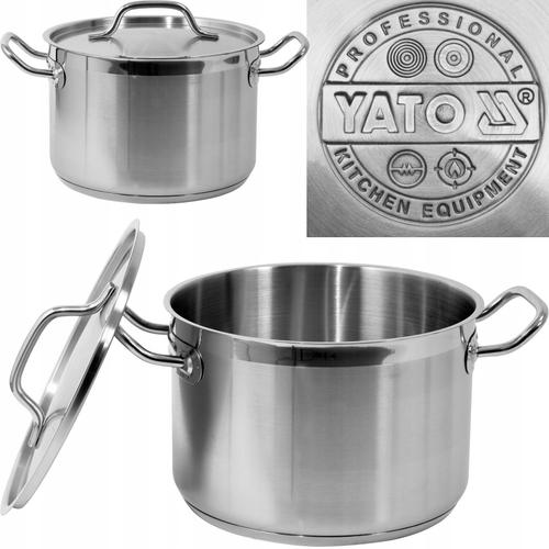 Oala medie cu capac din otel inoxidabil Yato YG-00026, 36x22cm, 22,4L, rezistenta la acizi, potrivita pentru masina de spalat vase