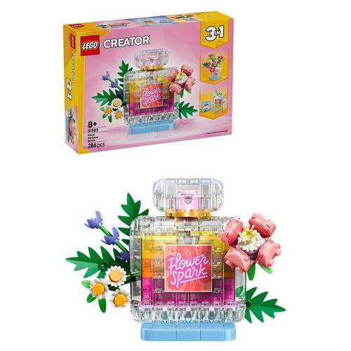 LEGO® Creator 3 in 1 Sticla de parfum cu flori decorativa 31383, 286 piese