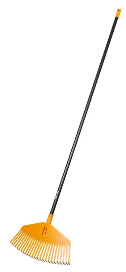 Grebla pentru frunze, M Fiskars 1023492, plastic, cu coada din aluminiu, 25 dinti, 175 cm