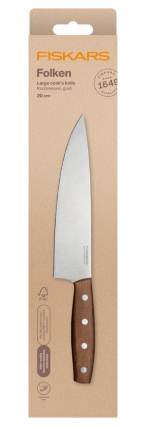 Cutitul bucatarului FISKARS Folken 1075696, 20cm, otel, Maro
