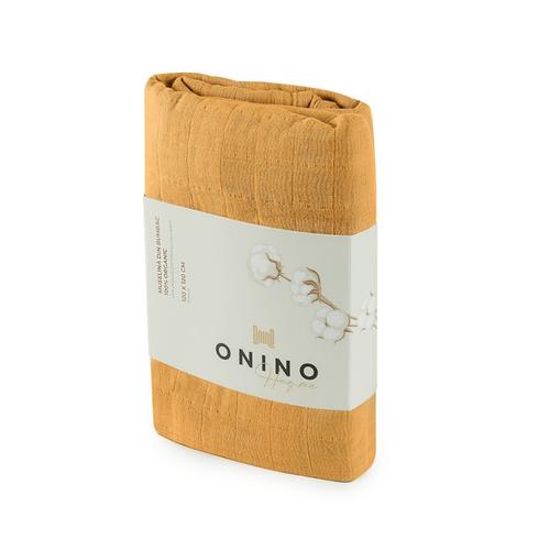 Muselina multifunctionala din bumbac 100% organic ONINO HUG.me Honey Gold,  120 x 120 cm, certificata GOTS