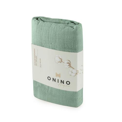 Muselina multifunctionala din bumbac 100% organic ONINO HUG.me Serene Green, 120 x 120 cm, certificata GOTS