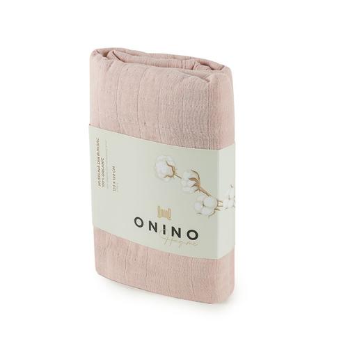 Muselina multifunctionala din bumbac 100% organic ONINO  HUG.me Warm Peach, 120 x 120 cm, certificata GOTS