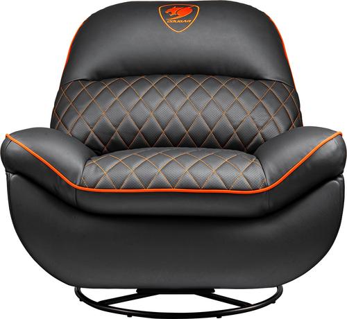 Fotoliu Gaming COUGAR Overlord CGR-OVL-ORB, Max 150 kg, Piele PVC, Reglabil, Suport picioare (Negru/Portocaliu)