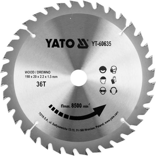 Disc Circular Pentru Lemn Yato YT-60635, 190X36Tx20Mm