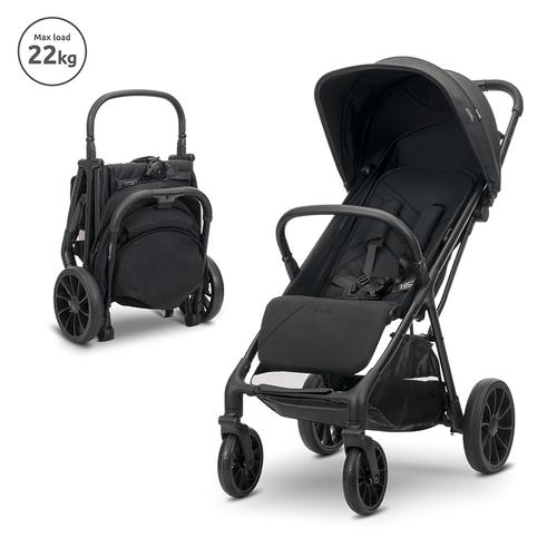 Carucior pentru copii Lorelli Nuvella, pliere cu o mana, spatar reglabil multipozitie, copertina extensibila, 0-48 luni, pana la 22 kg, Negru