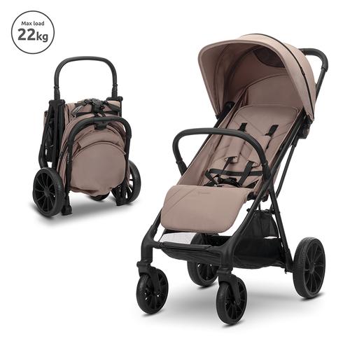 Carucior pentru copii Lorelli Nuvella, pliere cu o mana, spatar reglabil multipozitie, copertina extensibila, 0-48 luni, pana la 22 kg, Bej
