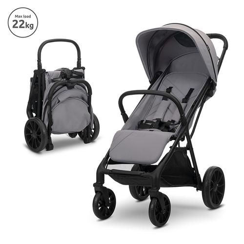 Carucior pentru copii Lorelli Nuvella, pliere cu o mana, spatar reglabil multipozitie, copertina extensibila, 0-48 luni, pana la 22 kg, Gri