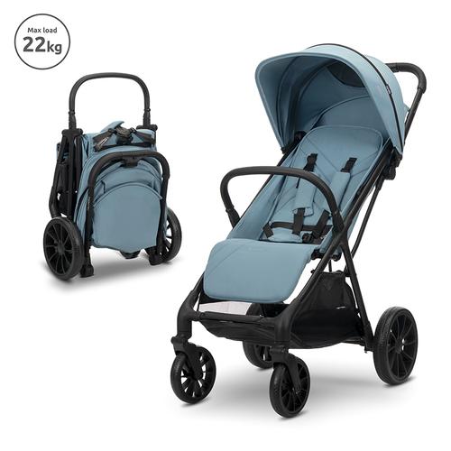 Carucior pentru copii Lorelli Nuvella, pliere cu o mana, spatar reglabil multipozitie, copertina extensibila, 0-48 luni, pana la 22 kg, Albastru
