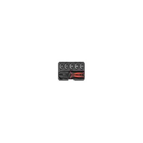Set de clesti pentru crimparea conectorilor Yato YT-22451, 5 matrite, mecanism cu clichet, Negru