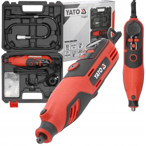 Mini polizor drept Yato 130W, 6 viteze, LED, set 83 accesorii, 230x60x55mm