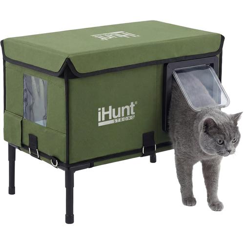 Casuta pisici exterioara iHunt Kitty Warm House, Incalzire 25W, Racire Pasiva, Material Oxford Impermeabil, Sistem Anti-Intrusi, Izolatie 6 Straturi, 4 Anotimpuri