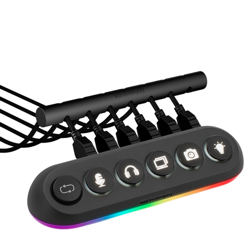 Hub streamplify DECK 5, iluminare RGB, 5 x USB, Negru