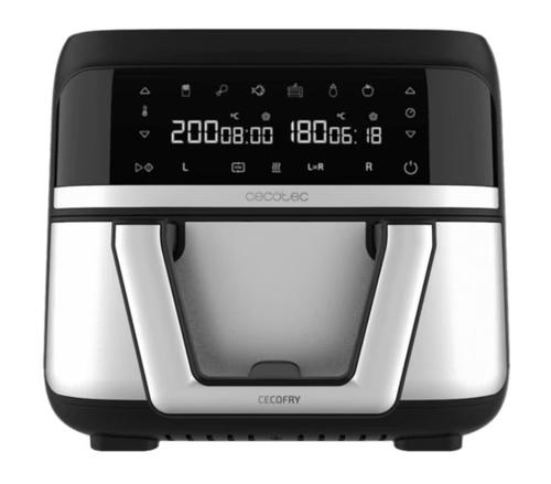 Friteuza cu aer cald Cecotec Cecofry Dual 9000 04996, 2850 W, 9 l, control tactil, 6 programe (Negru/Argintiu)