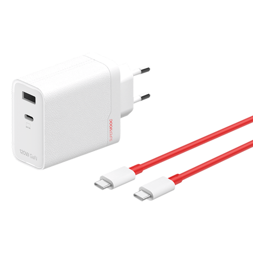 Incarcator retea OnePlus SUPERVOOC Dual Port, 120 W, USB Type-C + USB-A, Cablu USB Type-C 1m (Alb)