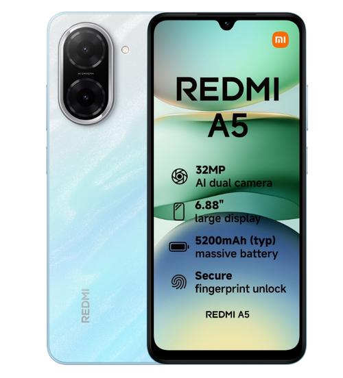 Telefon Mobil Xiaomi Redmi A5, Procesor Unisoc T7250 Octa-Core, IPS LCD Capacitive Touchscreen 6.88inch, 3GB RAM, 64GB Flash, Camera 32 MP, Wi-Fi, 4G, Dual SIM, Android (Albastru)