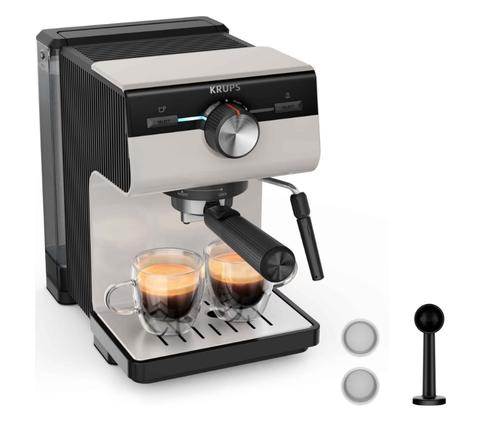 Espressor manual Krups Authentic C40 XP381B10, 15 bari, rezervor apa detasabil 2 L, duza spumare lapte, functie apa fierbinte, oprire automata (Gri)