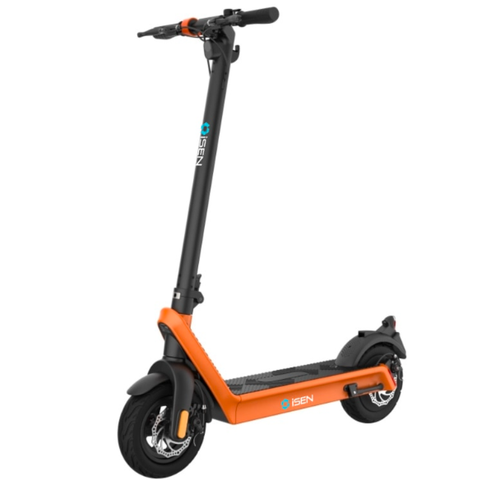 Trotineta electrica pliabila iSEN X9 Plus 2023, roti 10inch, 500W, autonomie maxima 65km, viteza  36km/h, baterie detasabila 15.6Ah (Negru/Portocaliu)
