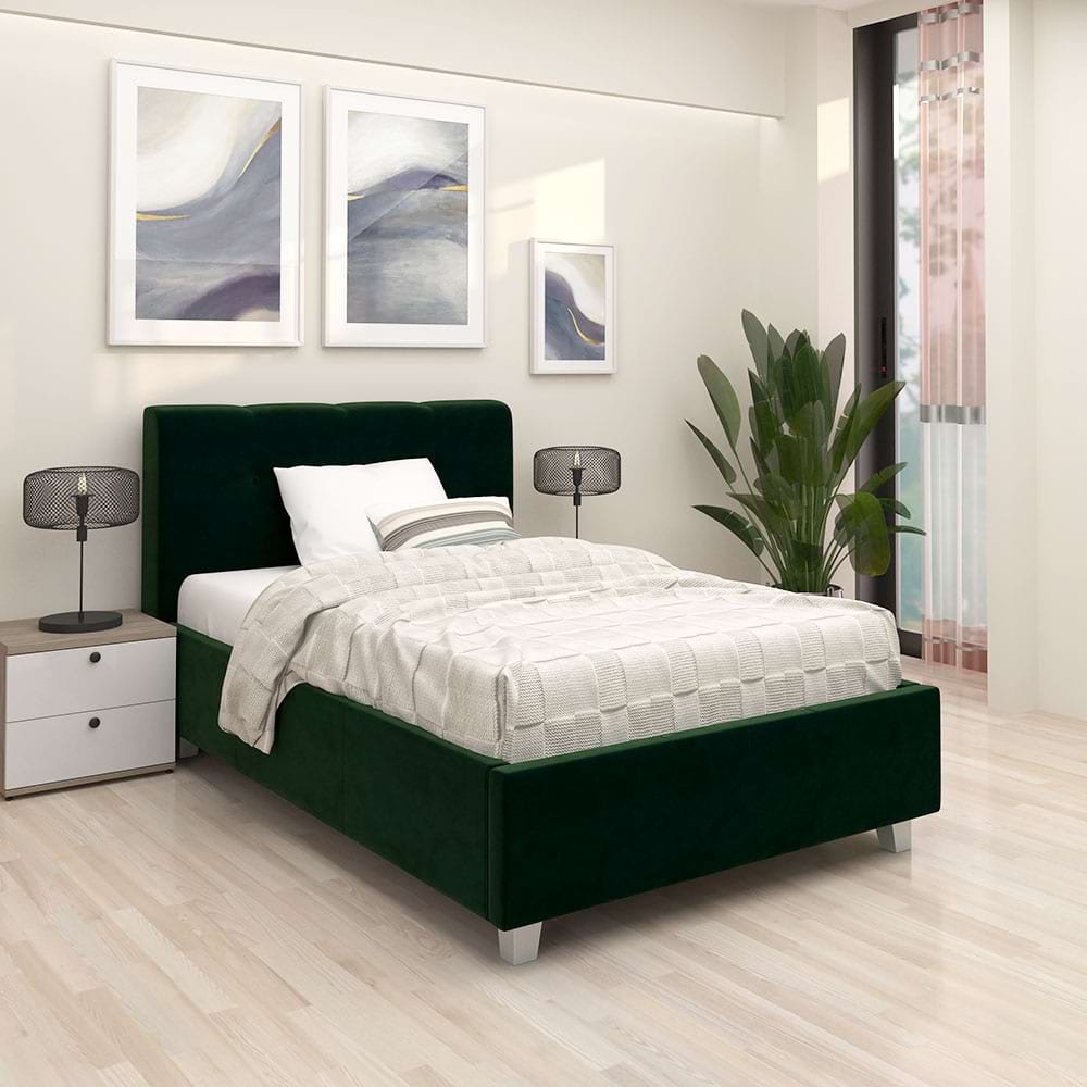 Pat tapițat ARISA 120x200, Catifea Verde
