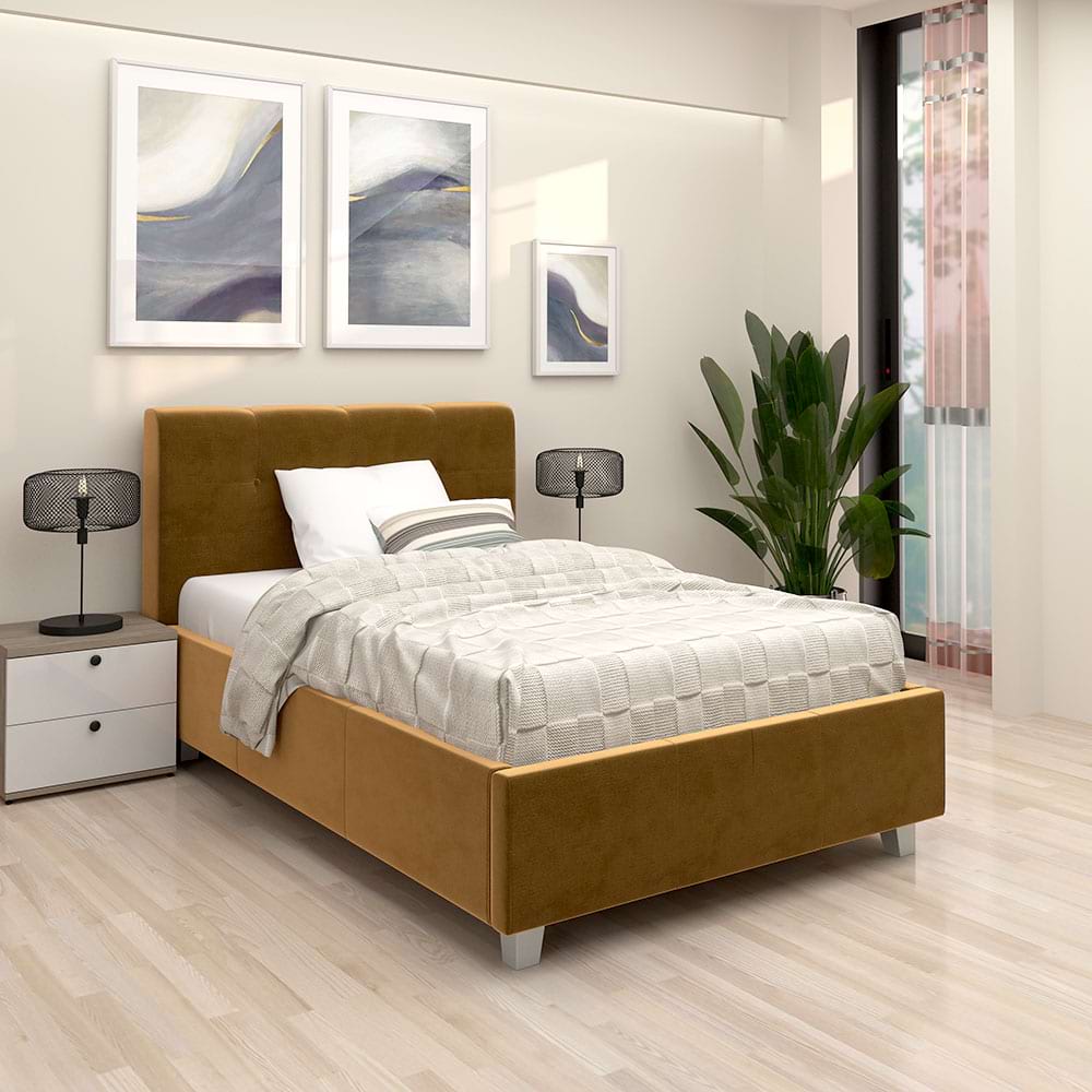 Pat tapițat ARISA 120x200, Galben Mustar