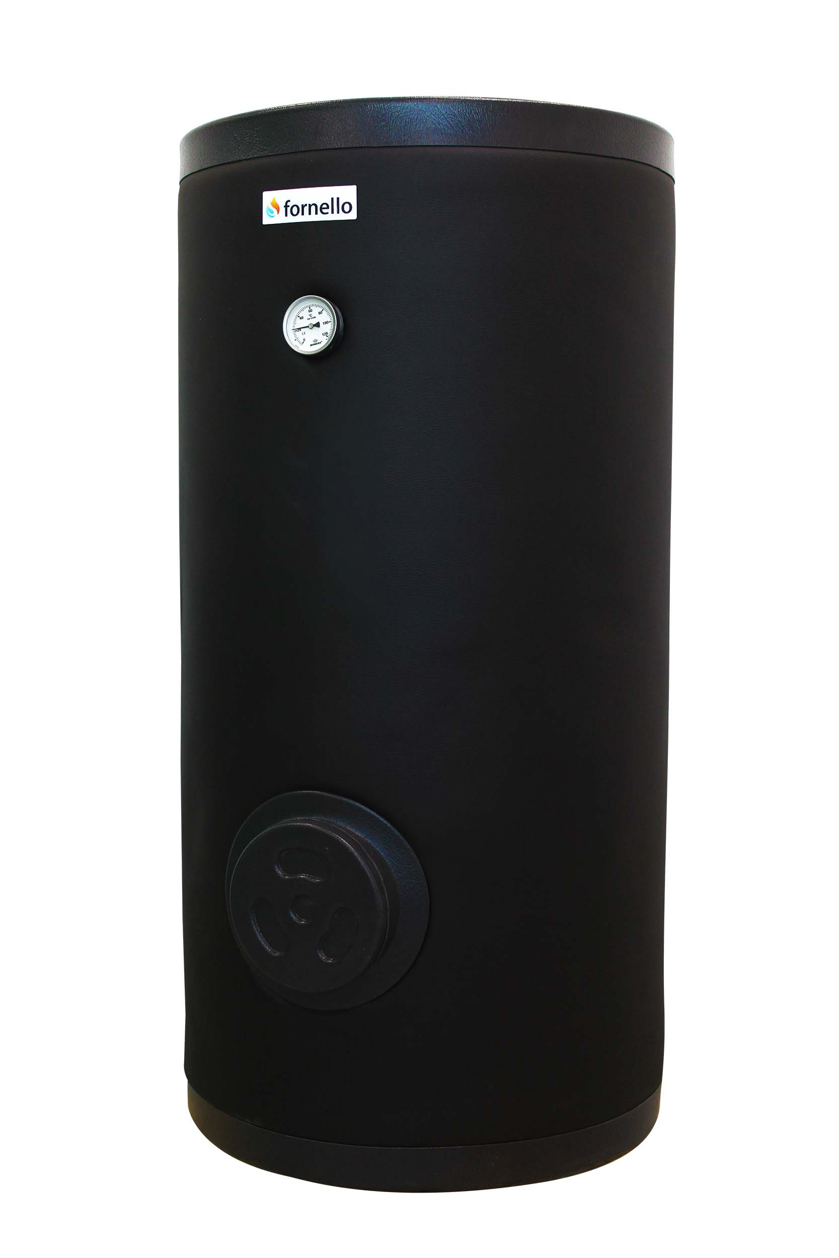 Boiler cu 2 serpentine FORNELLO SOL 200 LT 2S, pentru centrala termica si solar, montaj pe sol, izolatie termica, manta de protectie , flansa de vizitare