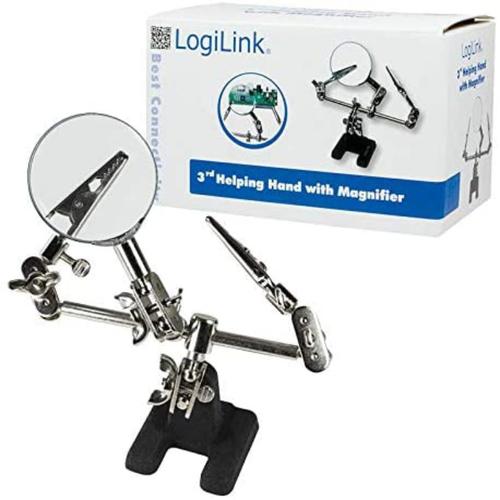 Lupa Logilink Ø46 mm, cu 2 cleme, cu suport ajustabil de masa, pentru lucrari precise