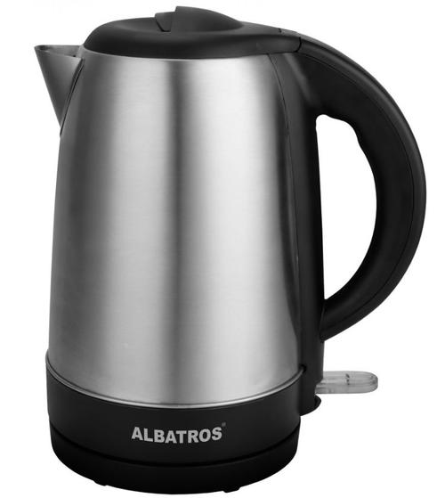 Fierbator Albatros Aquasteel, 2200 W, 1.7 L, Utilizare fara fir, Oprire Automata, Rotire la 360°C, Filtru impuritati, Baza detasabila (Negru/Argintiu)