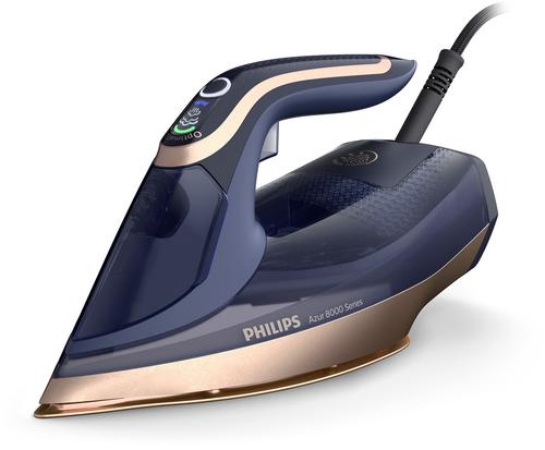 Fier de calcat Philips DST8050/20, 3000 W, Opritor de picurare, Capacitate rezervor de apa 350 ml, Abur 85 g/min (Albastru/Auriu)