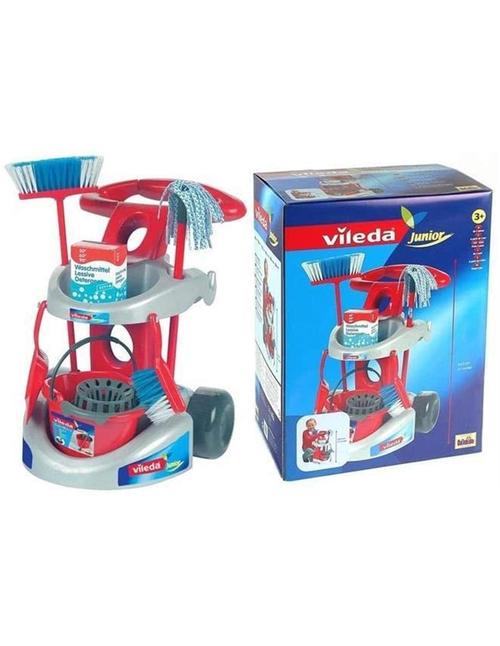 Carucior pentru curatenie Klein Vileda, cu accesorii (Rosu)