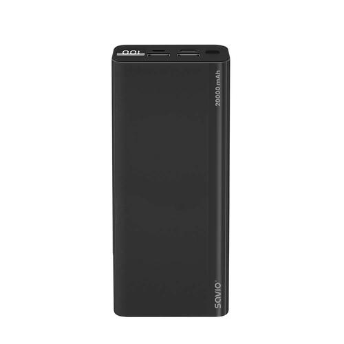 Acumulator Extern Savio BA-05 Power bank, 20000 mAh, Quick Charge, Power Delivery, 20W, 3A, Display LED (Negru)