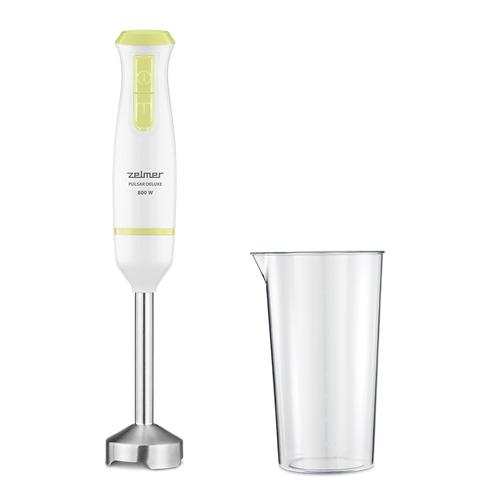 Blender de mana Zelmer ZHB4561L Pulsar Deluxe, 800 W, 2 lame inox, Turbo, Recipient 800 ml (Alb/Galben)
