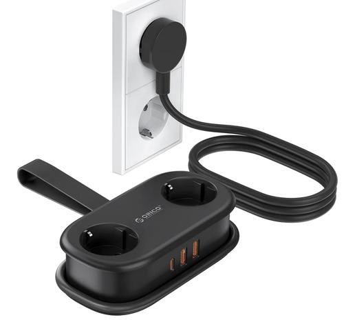 Prelungitor Orico APP, 2 x Schuko - 2 x USB-A - 1 x USB-C, Negru