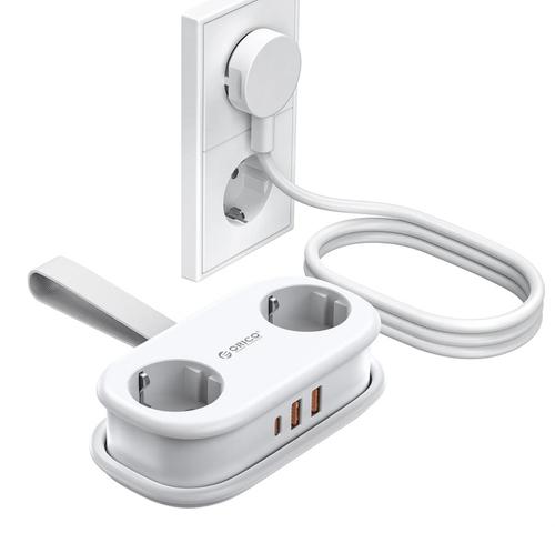 Prelungitor Orico APP, 2 x Schuko - 2 x USB-A - 1 x USB-C, Alb