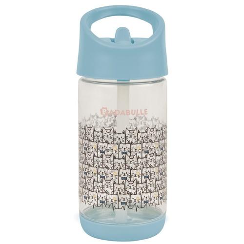 Cana cu pai Badabulle Pisici, 350ml (Albastru)