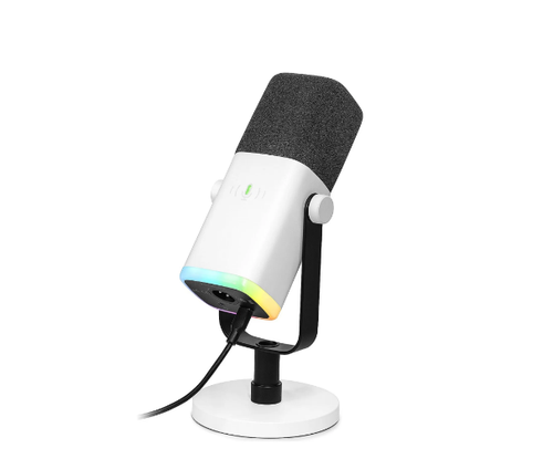 Microfon dinamic de studio Fifine AM8W AMPLIGAME, USB/XLR, iluminare RGB, Alb