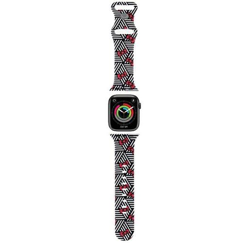 Curea Hello Kitty Silicone Bows & Stripes pentru Apple Watch 42mm / 41mm / 40mm / 38mm Series, Negru