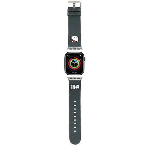 Curea Hello Kitty Leather Kitty Head pentru Apple Watch 42mm / 41mm / 40mm / 38mm Series, Negru