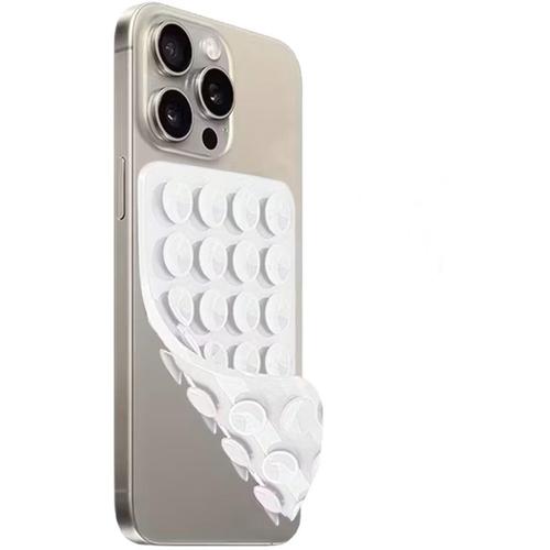 Suport Silicon Duo Lemontti LEMSSDVTA cu ventuze pentru telefon (Alb)