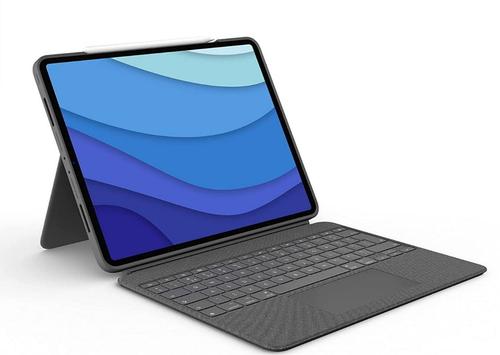 Husa book cover cu tastatura Logitech Combo Touch pentru iPad Pro 12.9inch (5th), touchpad (Gri)